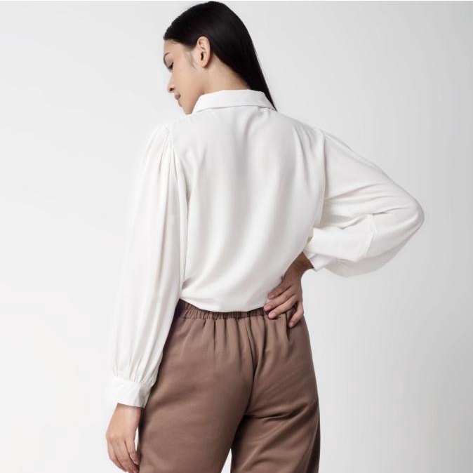 Benhill Kemeja Wanita Seori Lengan Panjang Puff White 252
