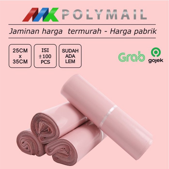 

Promo Polymailer 100Pcs 25X35Cm Pink Premium Glossy Plastik Polymailer Terbaru
