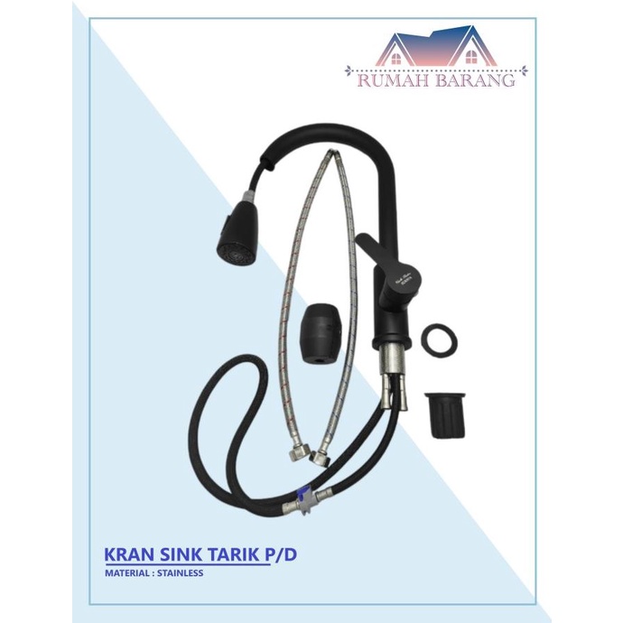 KRAN SINK TARIK FLEKSIBEL HITAM KRAN CUCI PIRING MEJA PANAS DINGIN