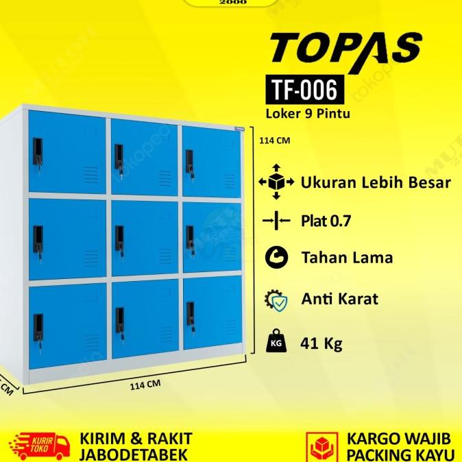 

New Topas Tf-006 Loker Besi 9 Pintu Masuk Helem Locker 9 Doors Helm In Original