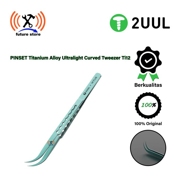 Promo 2Uul Ti12 Pinset Titanium Alloy Ultralight Curved Tweezer Original