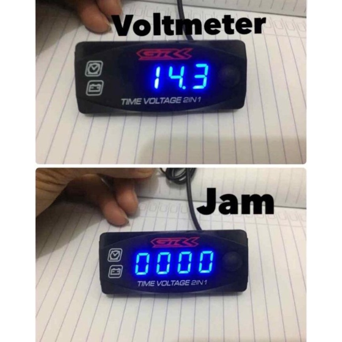 Voltmeter Dan Jam Digital Motor 2 In 1 Waterproof bebek matic kopling