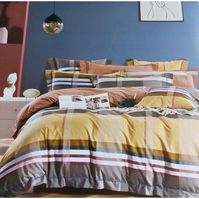 Kain Katun Meteran Motif Garis Kotak Warna Coklat Katun Jepang