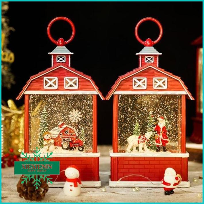 XIEXIENIN Snow Globe Musik Box Merah Kado Natal Christmas Music Box Gift Santa