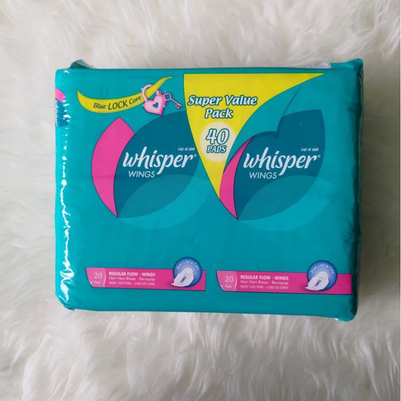 Whisper Regular Flow Wings Isi 40 Pads Pembalut Wanita