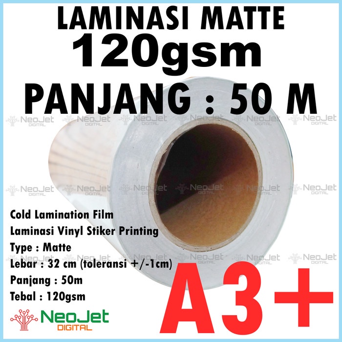 

Promo Laminasi Dingin Matte Doff Buram 120 Gsm A3+ Roll 45M / 50 Yard