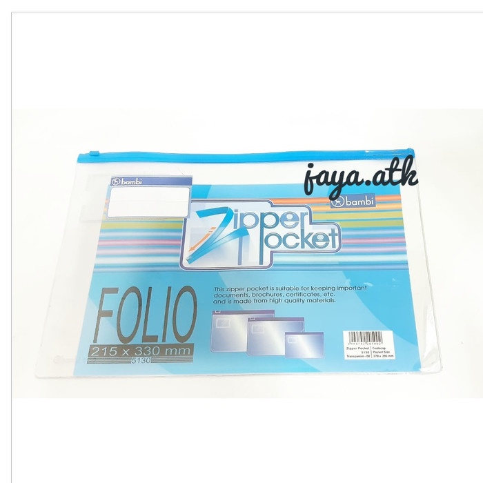 

Termurah Map Plastik Zipper Poket Sleting Plastik Folio F4 Bambi 5130 Bening Harga Khusus