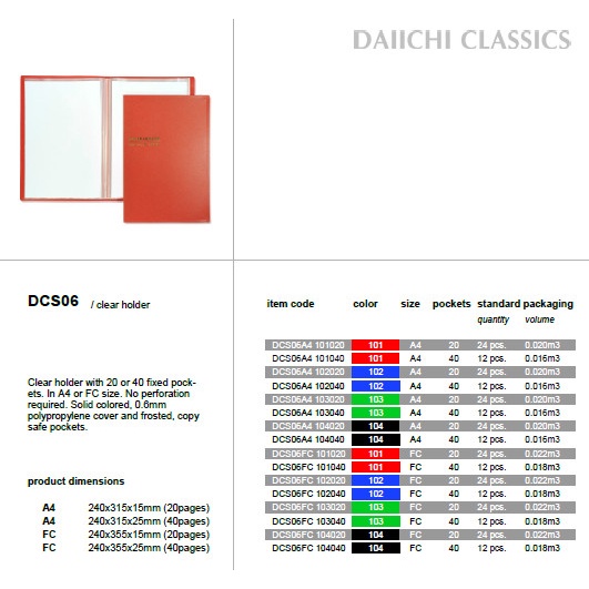 

Promo Clear Holder - Daiichi Classic Series - 40 Pockets A4 (Each) Terbaik