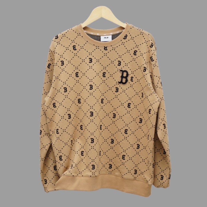 SWEATER MLB MONOGRAM BOSTON IN CREAM ORIGINAL SWEATER PRIA WANITA HYPE - S