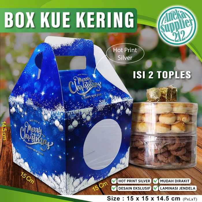 

CUCI GUDANG Dus Kotak Natal - Box Kue Kering Christmas - Isi 2 Toples - BIRU