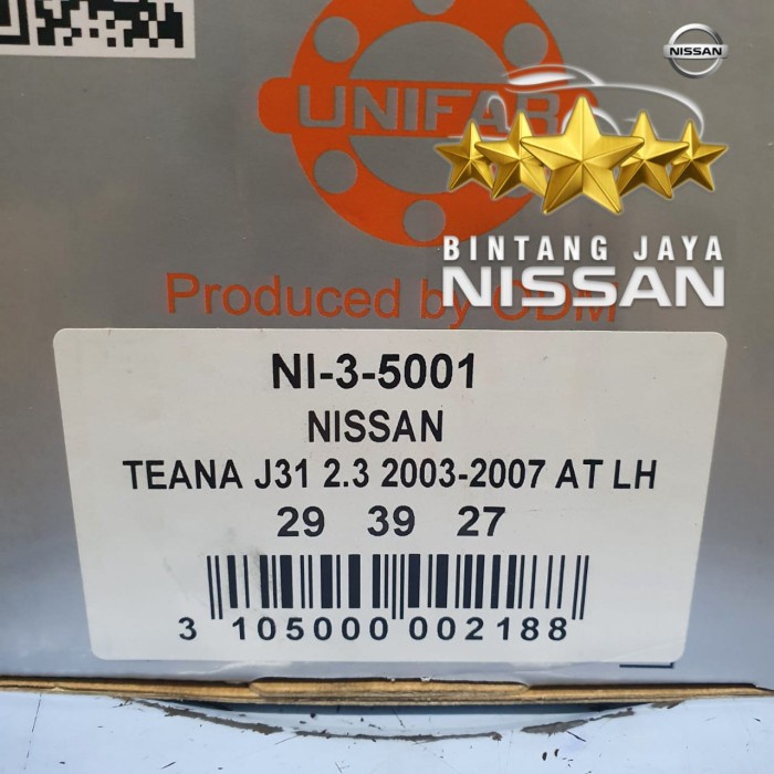Teana J31 As Roda Dalam Kiri CV Joint Inner High Quality (Bintang Motor Nissan)
