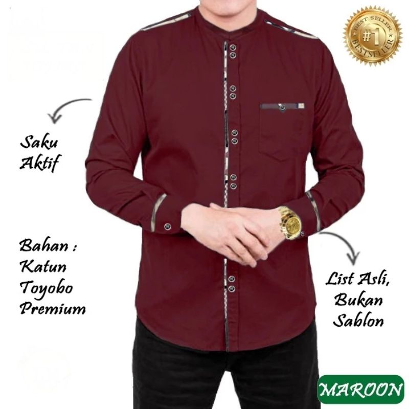 AZIZ - BAJU KOKO KEMEJA KURTA PRIA LAKI LAKI DEWASA UKURAN S M L XL XXL 3XL JUMBO LENGAN TANGAN PANJ