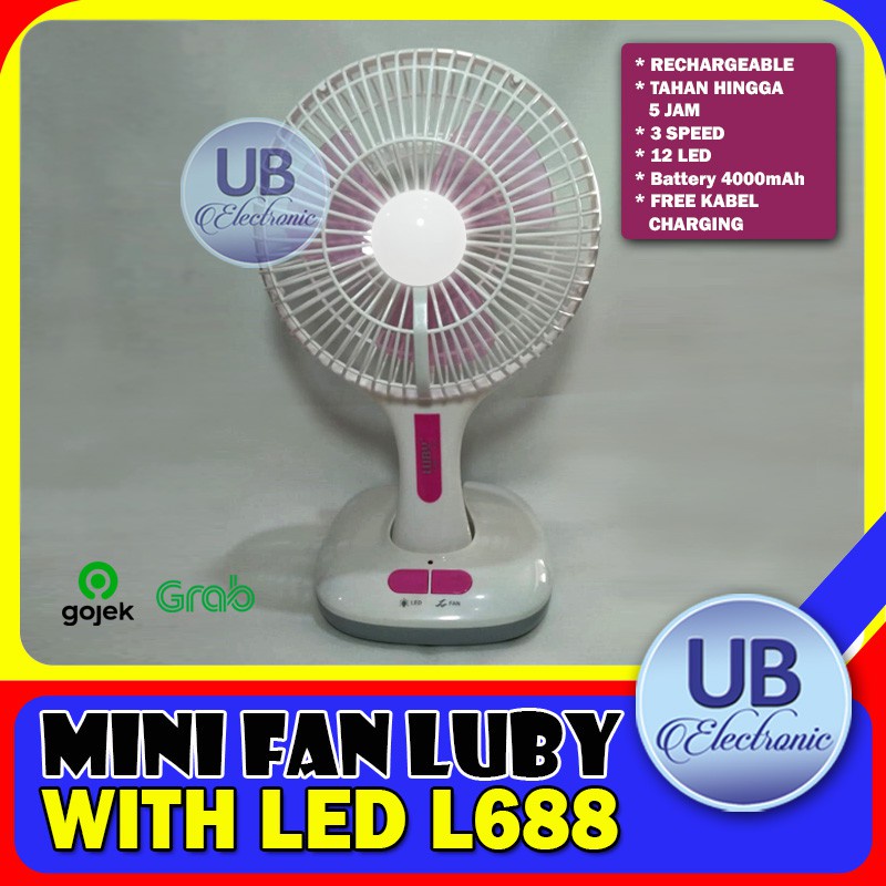 Kipas Multifungsi Rechargeable Luby L-688 Lampu Darurat