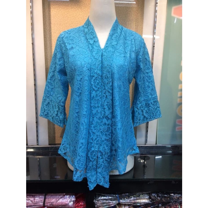 Atasan Kebaya Kutu Baru Brokat Floy Warna Biru Muda Dan Ukuran