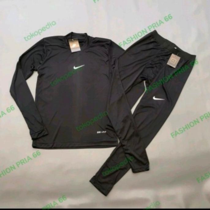 1 Set Stelan Pakaian Olahraga pria Legging Panjang + manset Panjang