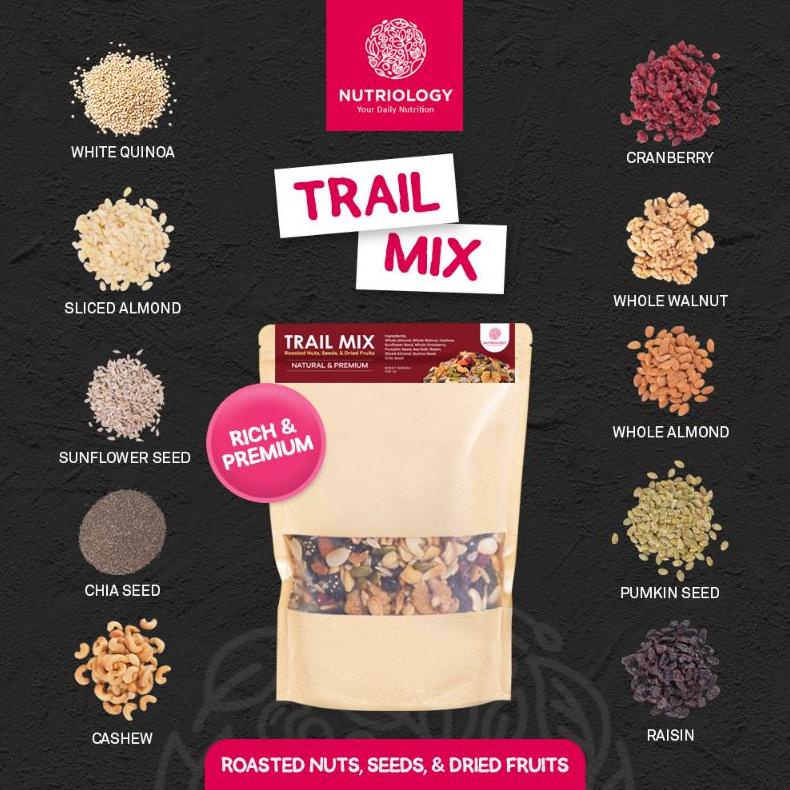 

NEW STOCK TRAIL MIX NUTRIOLOGY 250 GR ROASTED NUT SEED DRIED FRUIT CEMILAN ENAK DIET SEHAT PRAKTIS MURAH BERGIZI PREMIUM ALAMI NOVEMBER CERIA UNTUK ANDA