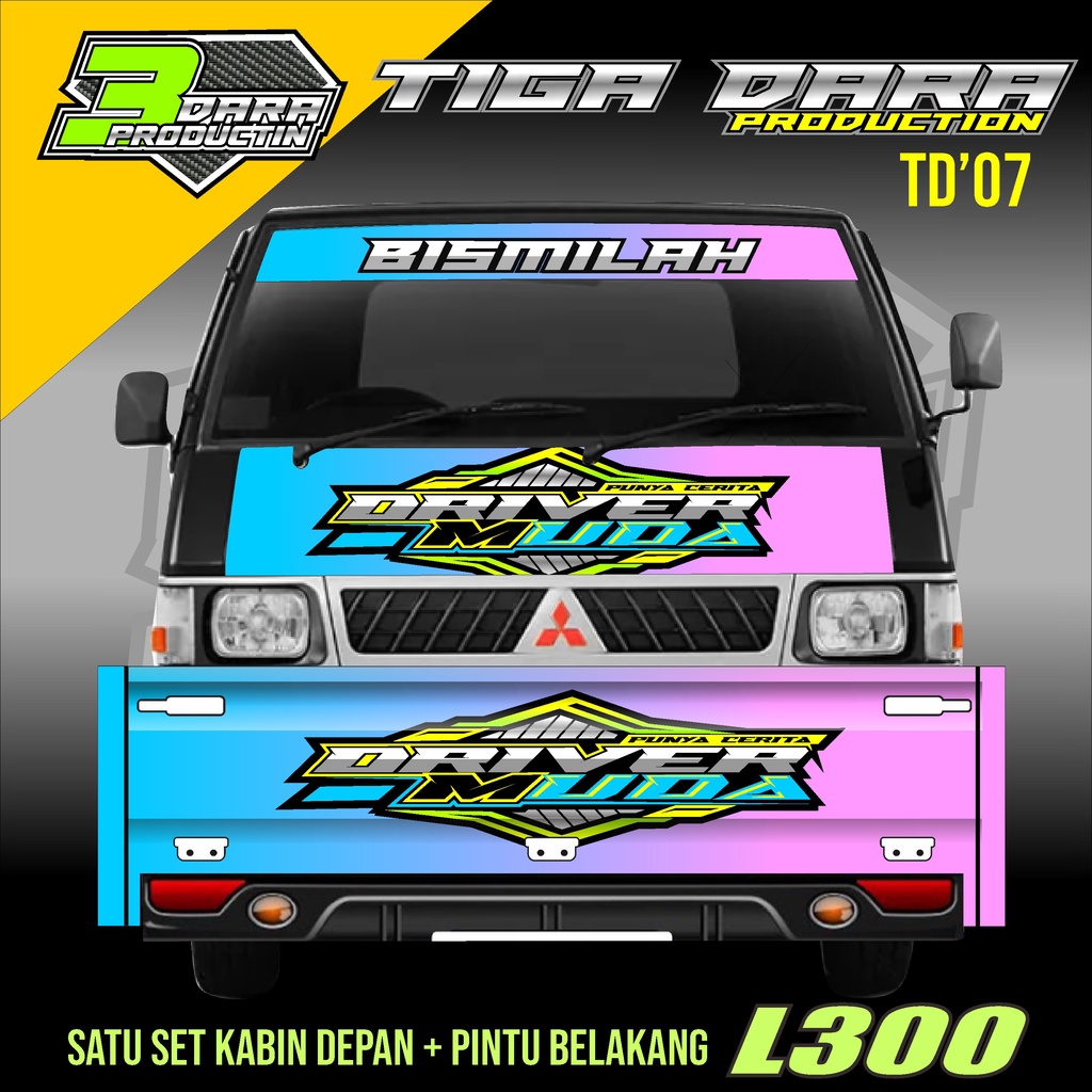 STIKER DECAL KABIN L300 STIKER KACA L300 STIKER PINTU BELAKANG L300 SUDAH SATU SET KODE 07