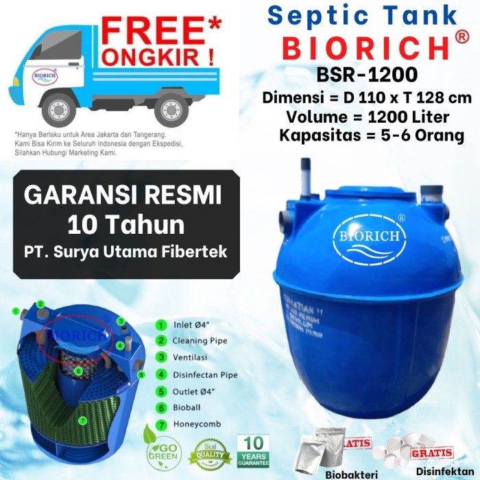 Promo Septic Tank Bio, Septic Tank, Biotank, Biotech, Biofil 1200 Liter