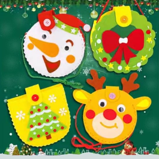 [BS] DIY Tas Anak Natal Flanel, Mainan Edukasi Kreatif Prakarya Aksesoris Kado Natal Anak