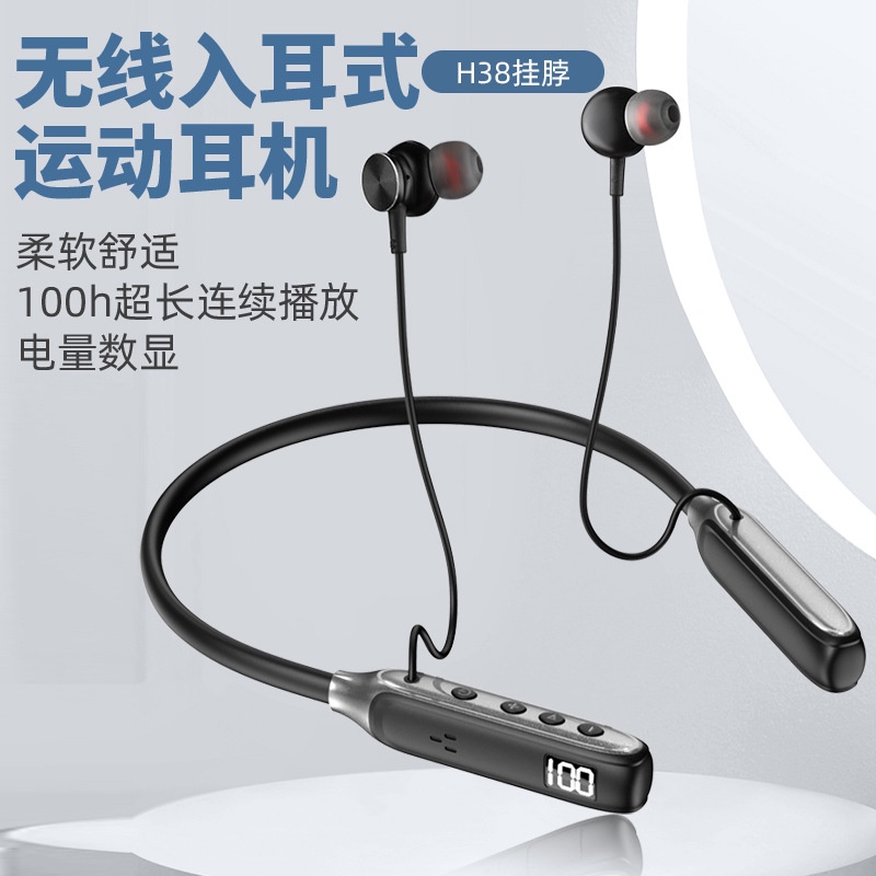 Headset Bluetooth Kapasitas Besar, Headset Bluetooth Olahraga Baterai Ultra-panjang dengan Tampilan 