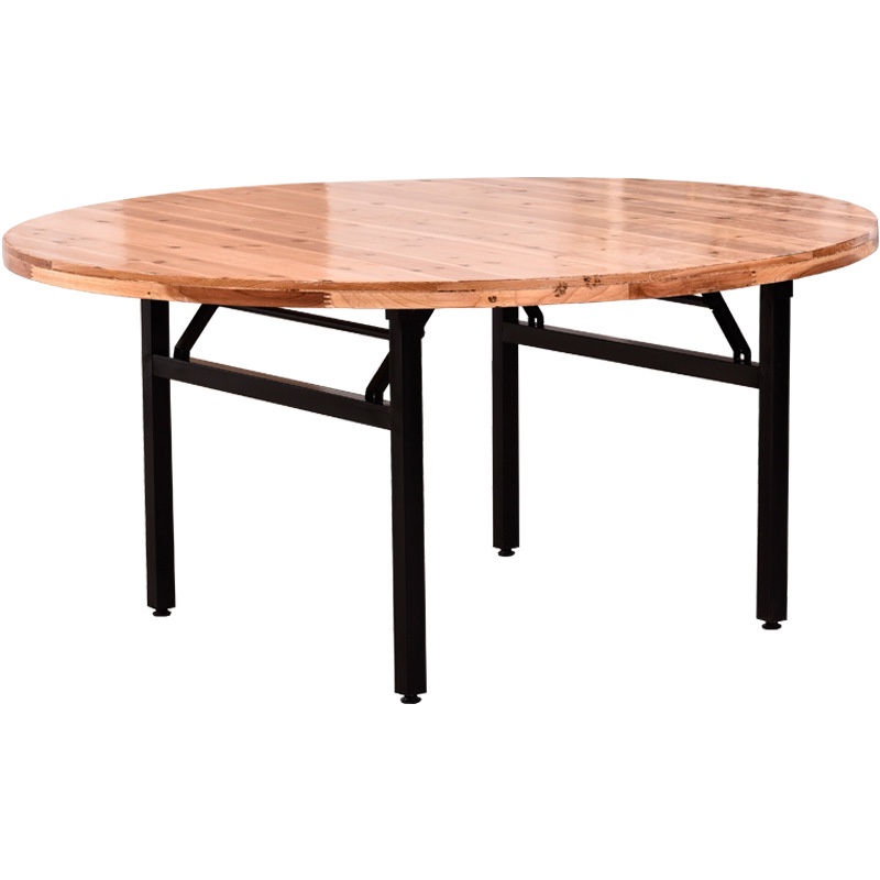 4TXNMeja Makan Bundar Besar Pabrik Grosir Meja Makan Jamuan Pernikahan Restoran Kayu Solid Lipat Ata