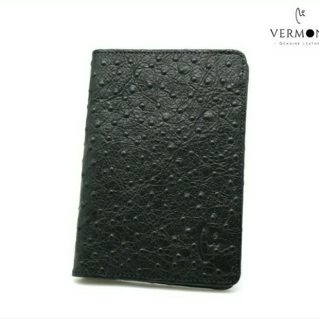 Promo Sampul Passport Kulit Asli Original - Black Ostrich Terbaru