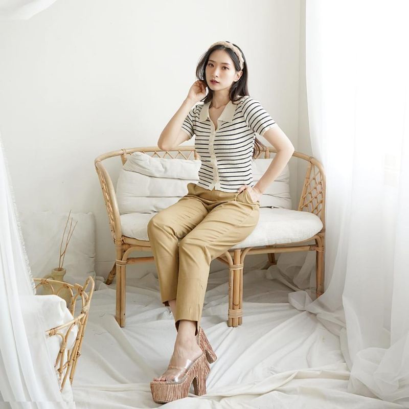 9940 Milosca Ankle Pants Celana Polos Wanita Kantoran Formal Kasual Chill ootd Fashion Korea style