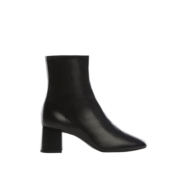 Sepatu Boots Mango Original Wanita Boot Tinggi Solid tone ankle leather block heels Branded Nyaman C