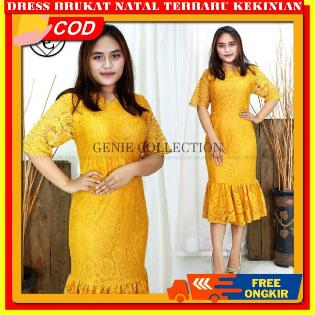 Dress Brokat Terbaru 2023 Dres Brokat Korea Model Baru 2024 Ke Gereja Drees Brukat Dewasa Murah Mera