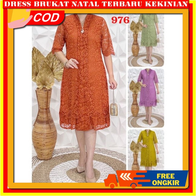 Midi Dress Korean Style Kekinian Berukat Kondangan Mewah Gaun Korean Style Party Dreses Brokat Cewek