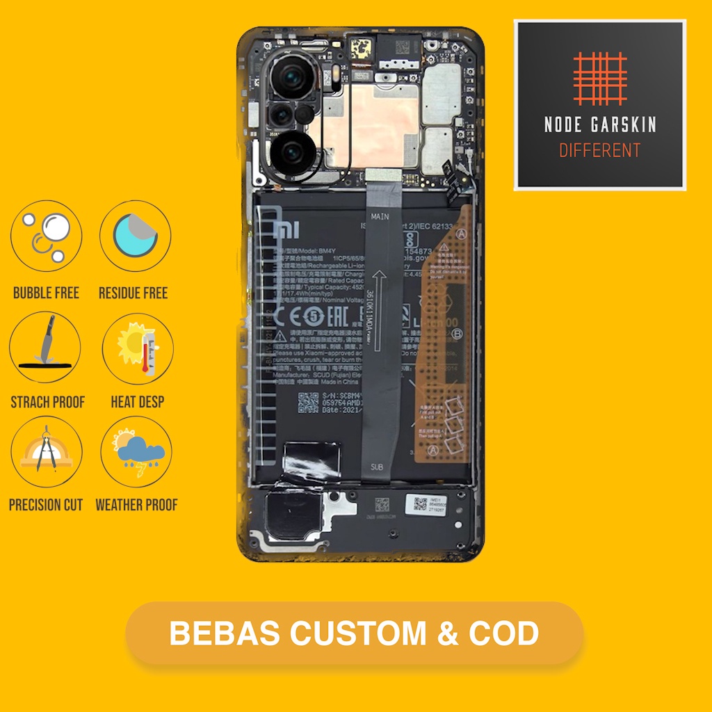 Garskin Skin Vinyl Poco F3 Fullbody Atau Backonly - Bisa Custom - mesin teardown Case Sticker Protec