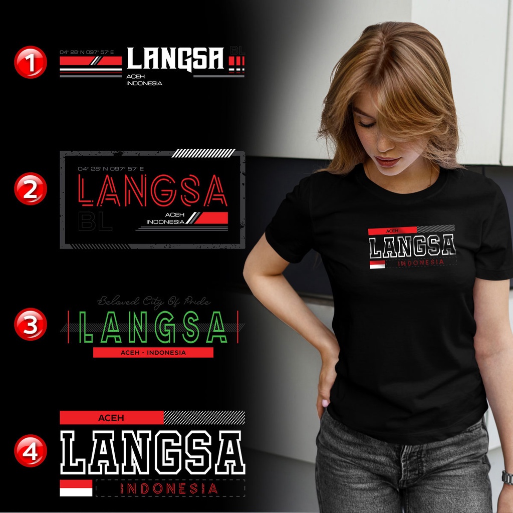 Kaos Distro LANGSA Premium - 4 PILIHAN DESAIN LANGSA - XLGSA1