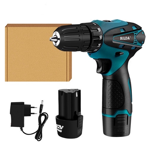Mesin Bor Baterai 10Mm 12V Mesin Bor Listrik Dual Speed Cordless Drill Set Dua Kecepatan Bor