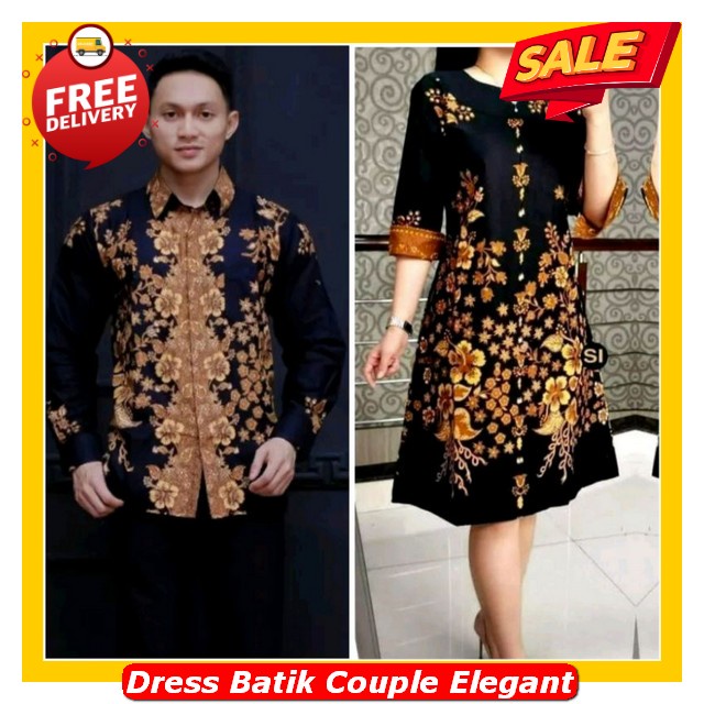 Baju Couple Pasangan Kondangan Buju Sarimbit Murah Terbaru 2024 Dres Batik Wanita Modern Elegan Bj B
