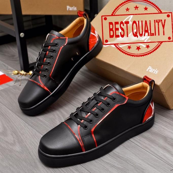 Sepatu Sneakers Kets Kulit Asli Pria Branded / Sneakers Hitam Impor Dolandong