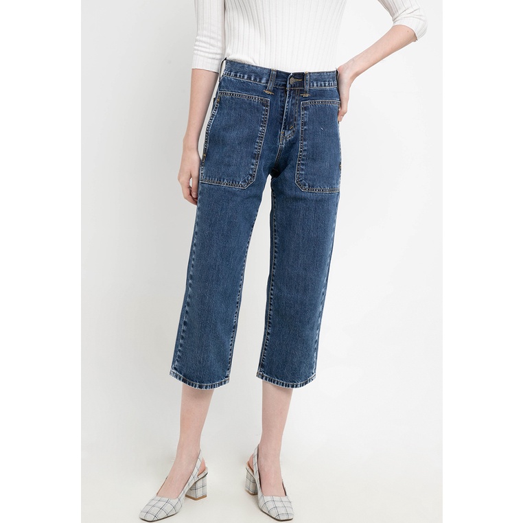 Celana Jeans Lois Original Wanita Denim Kancing dan resleting depan 100% Asli Unik High Waist Straight Pant FTC288 Woman Casual