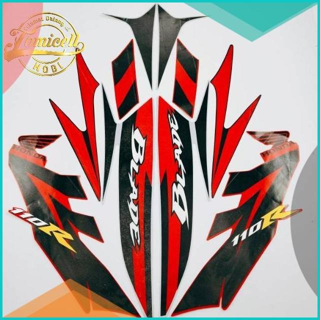 striping honda blade 110 r 2009 silver merah stiker list body standar