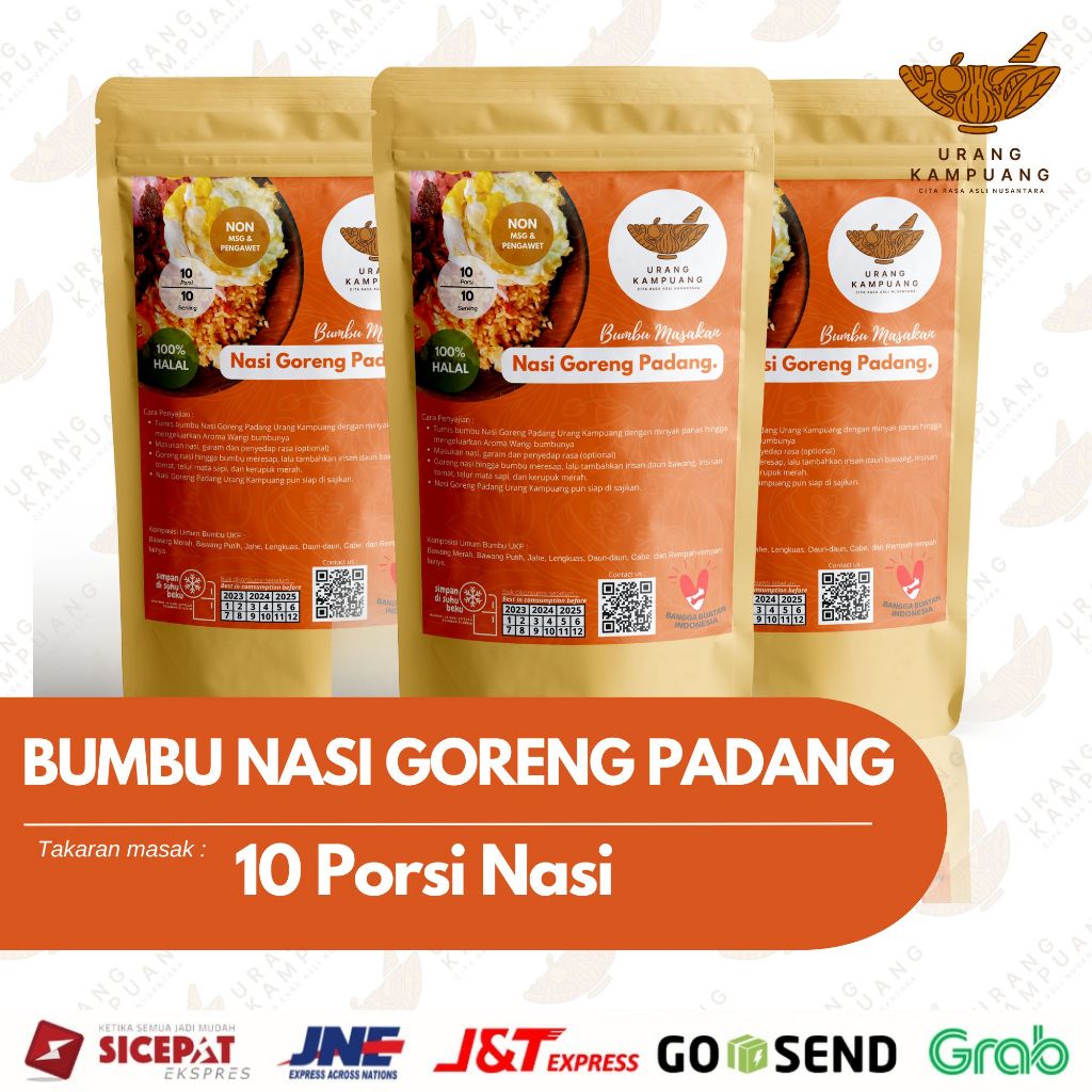 

Bumbu Nasi Goreng Padang 10 Porsi Non MSG dan Pengawet Urang Kampuang Food