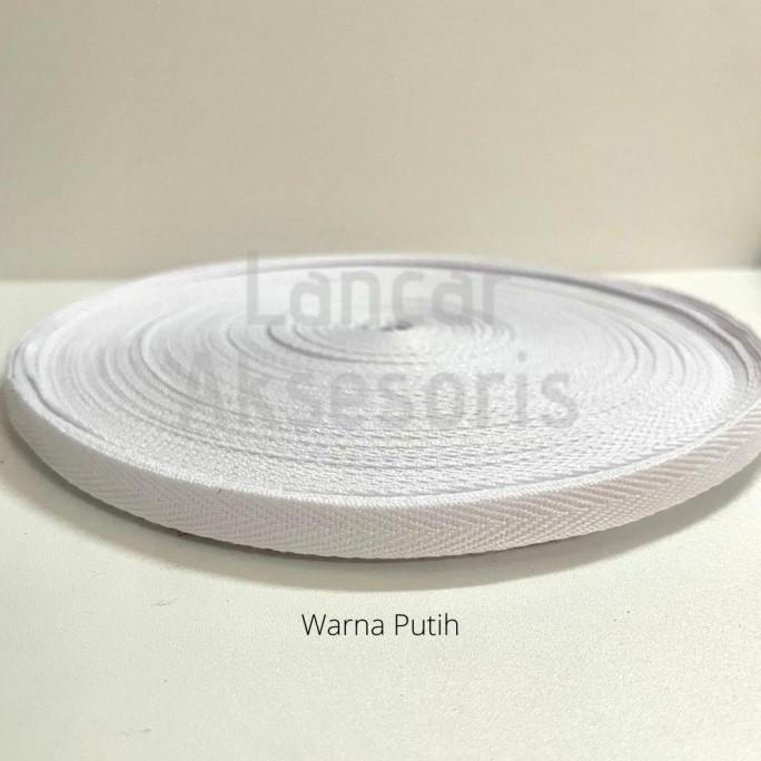 

din Pita katun twill tape / label katun 1 cm isi 50 yard Pita jahit PUTIH