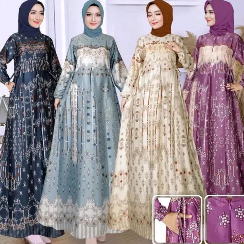 Gamis Maxmara Silk Motif Terbaru / Gamis Pesta Dress Wanita / Maxmara Lux Premium Terbaru
