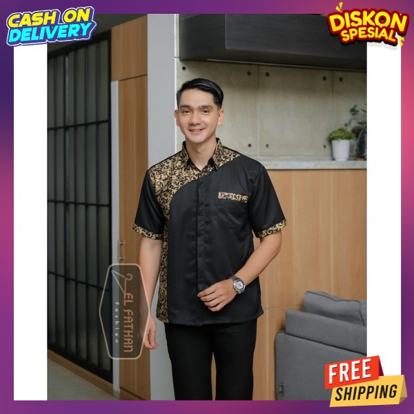 Kemeja Batik Pria Lengan Pedek Baj Atasan Kemeja Batik Pria Pakaian Lakilaki Kerja Formal Bju Natik 