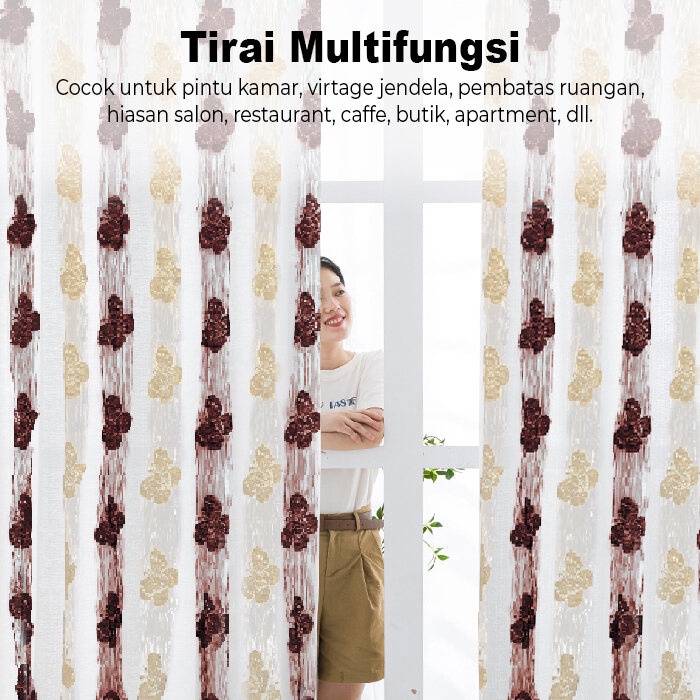 Tirai Benang Karakter 100x200cm / Tirai Hiasan Pintu Kamar / Tirai Motif Kupu Kupu / Tirai Birthday 