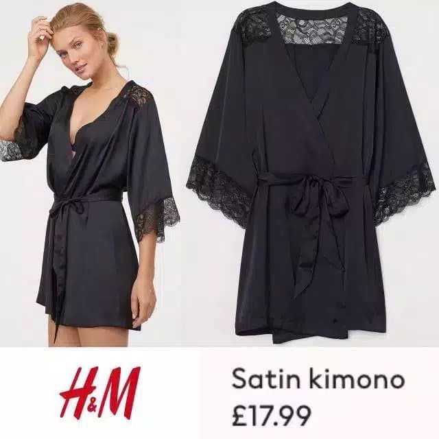 KIMONO H&M SEXY SATIN HNM HM H & M LACE (VICTORIA SECRET LASENZA ZARA