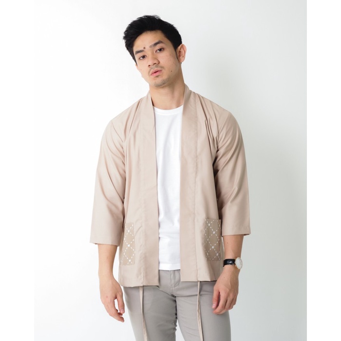 HAKO KIMONO KHAKI - OUTER BATIK PRIA - BY DGAWAN.CO