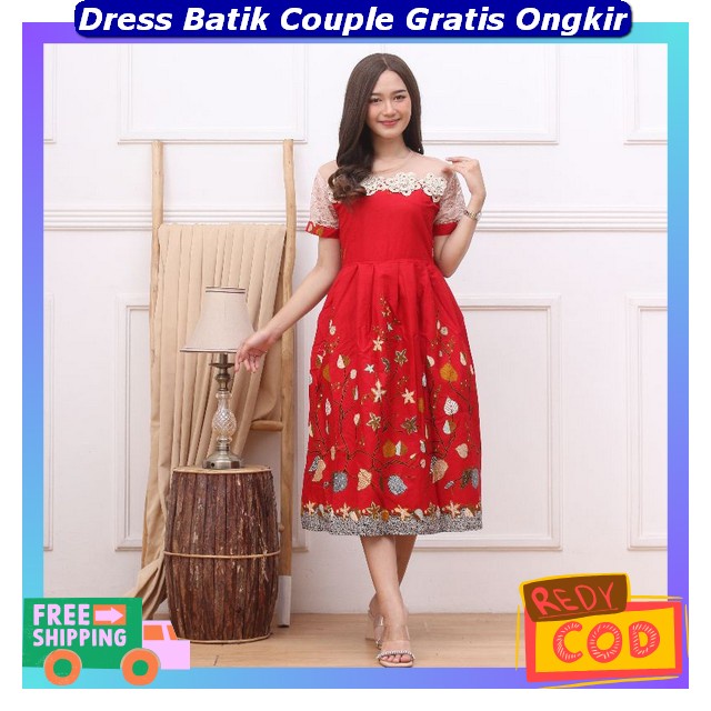 Drese Kouple Keluarga Korean Style Dres Batik Wanita Modern Elegan Bj Bju Baj Sarimbit Import Premiu