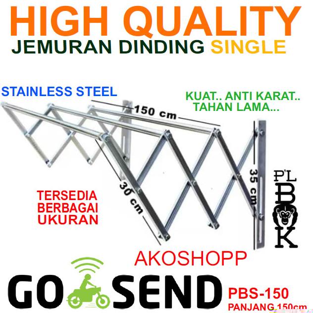 Optimal Jemuran Lipat Dinding Stainless Plbok Single 150 Cm
