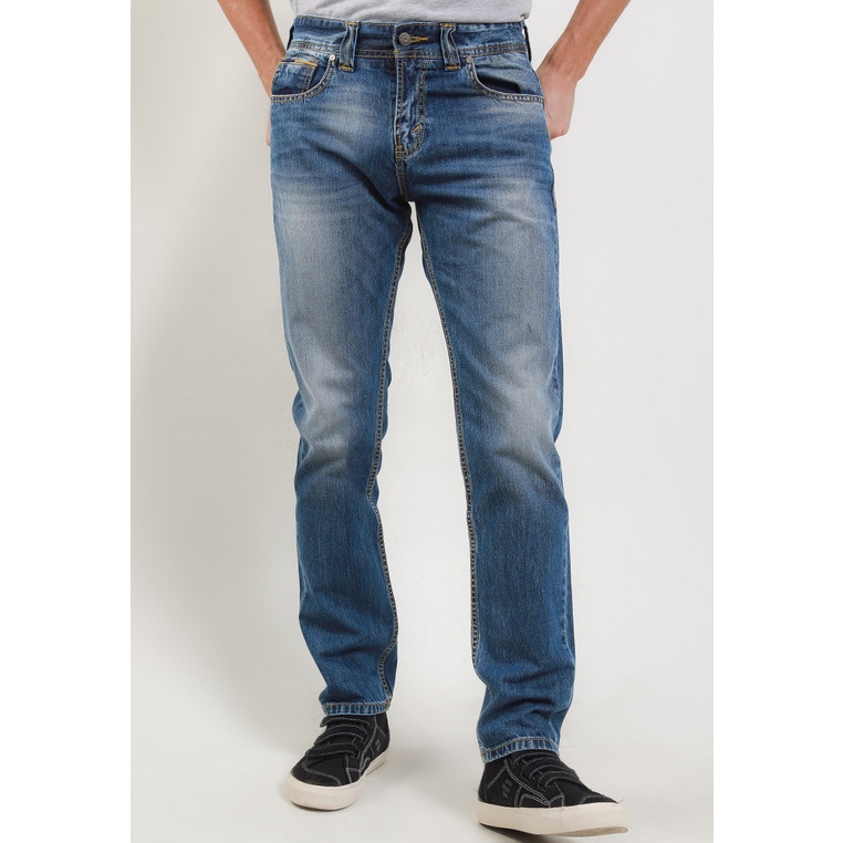Celana Jeans Lois Original Pria Denim 2 kantong belakang Asli Gaya Slim Fit Pants CFL080D Cowok Timeless