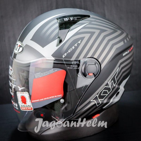 Kyt Helm D-City Lucent Matt Black Silver Dcity Double Visor