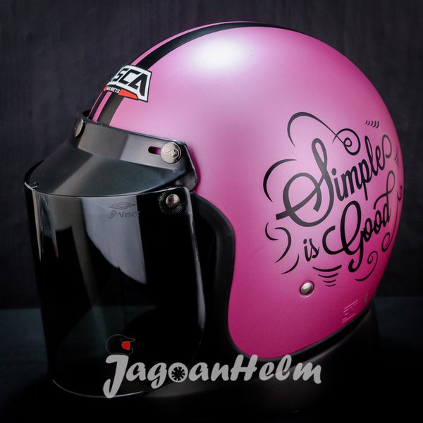 Asca Helm Bogo Retro Sig Pink Black Doff Bubble