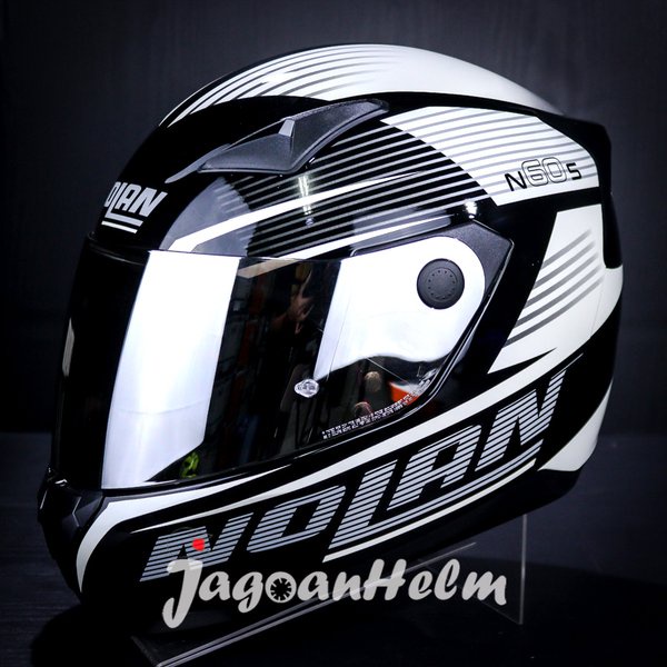 Nolan Helm N605 Motrico 046- Black White - Iridium Visor N60.5